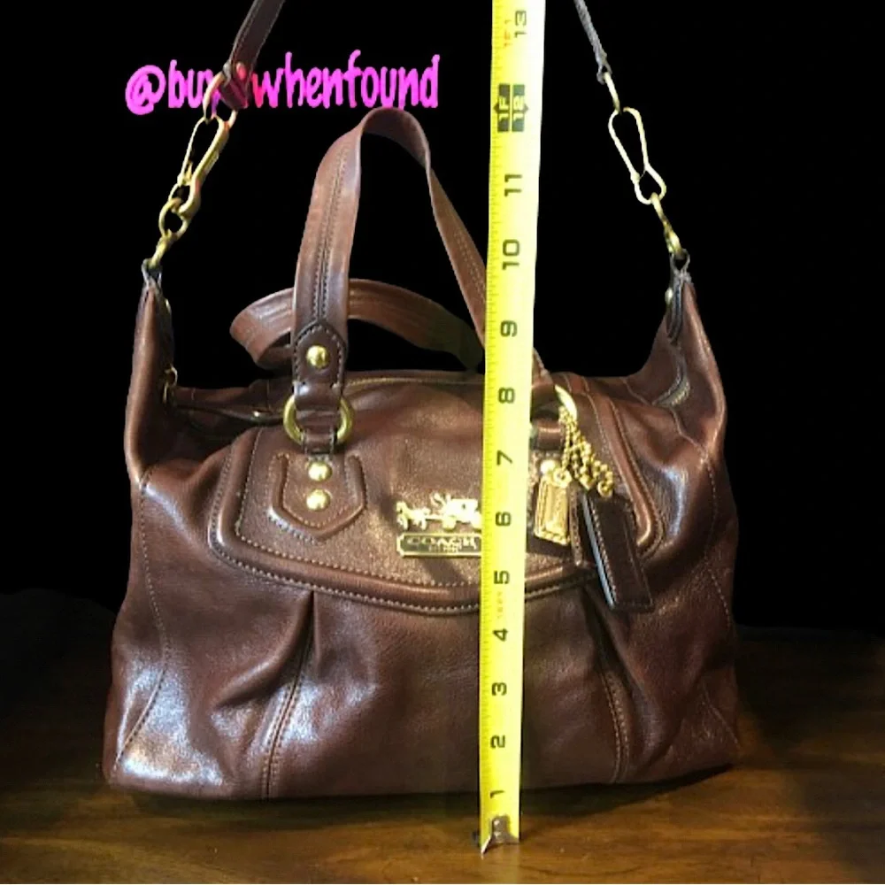Vintage COACH Full Grain Brown Leather Top Handle Shoulder Bag NWOT
